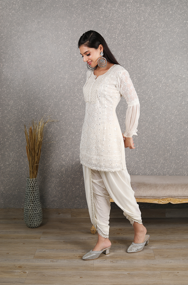 Red and White Gota Patti Punjabi Patiala Salwar Suit, Pure Silk Punjab –  CNP Associates LLC